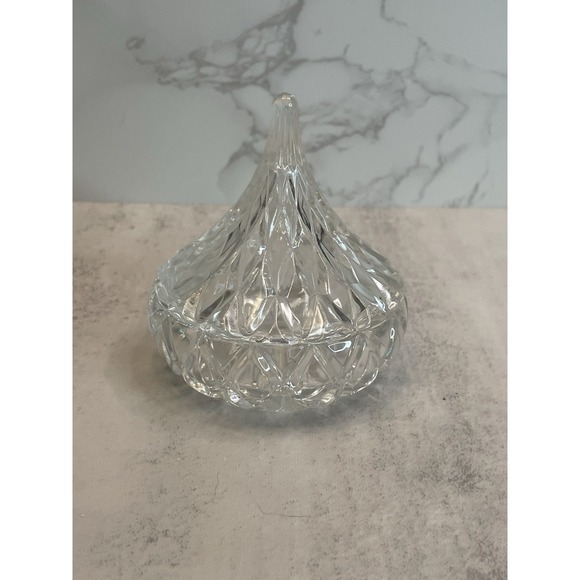 Vtg Crystal Hershey Kiss Trinket Box 1996 3" - Picture 3 of 11